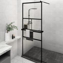 vidaXL Paravan duș walk-in cu raft negru 80x195 cm sticlă ESG/aluminiu (3185447)