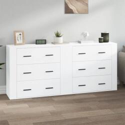 vidaXL Servante, 2 piese, alb, lemn prelucrat (3185407) Comoda