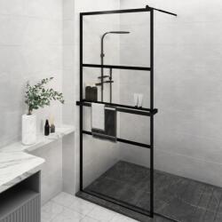 vidaXL Paravan duș walk-in cu raft negru 90x195 cm sticlă ESG/aluminiu (3185459)