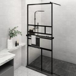 vidaXL Paravan duș walk-in cu raft negru 90x195 cm sticlă ESG/aluminiu (3185461)