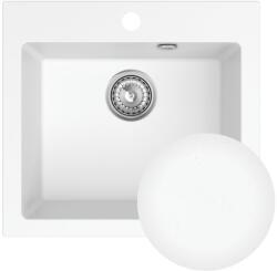 SINK Quality Mosogató Quality Ferrum 50, konyhai gránit mosogató 490x450x195 mm + szifon, fehér, SKQ-FER. W. 1K50. X (SKQ-FER.W.1K50.X)