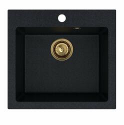 SINK Quality Mosogató minőségi Ferrum 50, konyhai gránit mosogató 490x450x195 mm + arany szifon, brokát, SKQ-FER. B. 1K50. XG (SKQ-FER.B.1K50.XG)