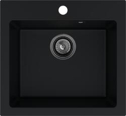 SINK Quality Mosogató Quality Ferrum 50, konyhai gránit mosogató 490x450x195 mm + fekete szifon, fekete, SKQ-FER. C. 1K50. XB (SKQ-FER.C.1K50.XB)