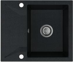 SINK Quality Mosogató Minőségi Obszidián, konyhai gránit mosogató 590x500x210 mm + króm szifon, fekete foltos-Brocade, SKQ-OBS. B. 1KKO. X (SKQ-OBS.B.1KKO.X)