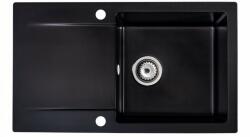 SINK Quality Mosogató Quality Ferrum, konyhai gránit mosogató 770x450x190 mm + szifon, fekete, SKQ-FER. C. 1KDO. X (SKQ-FER.C.1KDO.X)