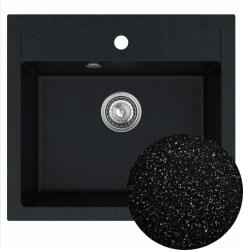 SINK Quality Mosogató Quality Ferrum, konyhai gránit mosogató 565x510x205 mm + szifon, fekete foltos-Brocade, SKQ-FER. B. 1K60. X (SKQ-FER.B.1K60.X)