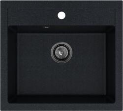 SINK Quality Mosogató Quality Ferrum, konyhai gránit mosogató 565x510x205 mm + fekete szifon, fekete foltos-Brocade, SKQ-FER. B. 1K60. XB (SKQ-FER.B.1K60.XB)