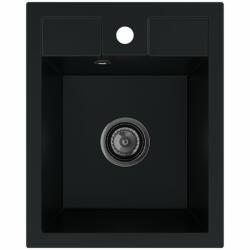 SINK Quality Mosogató Quality Ferrum 40, konyhai gránit mosogató 400x500x195 mm + fekete szifon, fekete, SKQ-FER. C. 1K40. XB (SKQ-FER.C.1K40.XB)