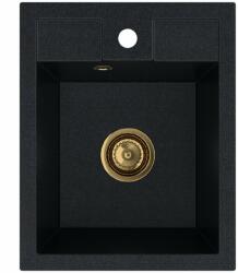 SINK Quality Mosogató Quality Ferrum 40, konyhai gránit mosogató 400x500x195 mm + arany szifon, fekete foltos-Brocade, SKQ-FER. B. 1K40. XG (SKQ-FER.B.1K40.XG)