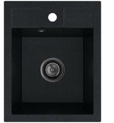 SINK Quality Mosogató Quality Ferrum 40, konyhai gránit mosogató 400x500x195 mm + fekete szifon, fekete foltos-Brocade, SKQ-FER. B. 1K40. XB (SKQ-FER.B.1K40.XB)