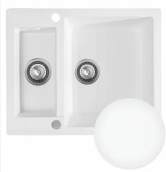 SINK Quality Mosogató Quality Ferrum, konyhai gránit mosogató 605x495x210 mm + szifon, fehér, SKQ-FER. W. 5KBO. X (SKQ-FER.W.5KBO.X)