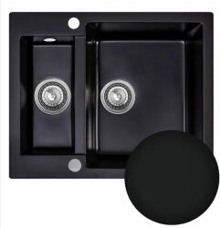 SINK Quality Mosogató Quality Ferrum, konyhai gránit mosogató 605x495x210 mm + szifon, fekete, SKQ-FER. C. 5KBO. X (SKQ-FER.C.5KBO.X)