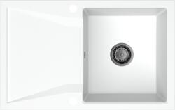 SINK Quality Mosogató Minőségi Obszidián, konyhai gránit mosogató 790x500x210 mm + fekete szifon, fehér, SKQ-OBS. W. 1KDO. XB (SKQ-OBS.W.1KDO.XB)