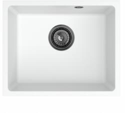 SINK Quality Mosogató Quality Crypton 55, konyhai gránit mosogató 460x375x205 mm + fekete szifon, fehér, SKQ-CRY. W. 1KBO. 55. XB (SKQ-CRY.W.1KBO.55.XB)