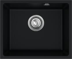 SINK Quality Mosogató minőségi Crypton 55, gránit konyhai mosogató 460x375x205 mm + króm szifon, fekete, SKQ-CRY. C. 1KBO. 55. X (SKQ-CRY.C.1KBO.55.X)