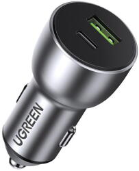 UGREEN Incarcator auto USB + USB-C, Quick Charge 3.0, Power Delivery 36W, gri - vexio