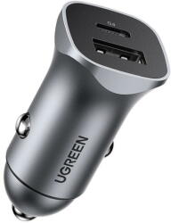 UGREEN car charger USB Type C / USB 24W Power Delivery Quick Charge gray (30780) - vexio