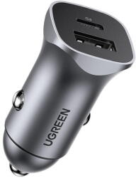 UGREEN Incarcator auto USB + USB-C, Power Delivery 24W, gri - vexio