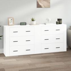 vidaXL Servante, 2 piese, alb extralucios, lemn prelucrat (3185409) Comoda