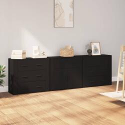 vidaXL Servante, 3 piese, negru, lemn prelucrat (3185424) Comoda