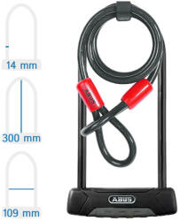 ABUS Granit Plus 470/150HB300 + USH470 kerékpár U lakat hurokkábellel (10011251-01, 10025719-01)