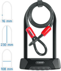 ABUS Granit X-Plus 540/160HB230 + USH540 kerékpár U lakat hurokkábellel (10011186-01, 10025719-01)