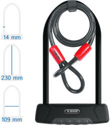 ABUS Granit Plus 470/150HB230 + USH470 kerékpár U lakat hurokkábellel (10011249-01, 10025719-01)
