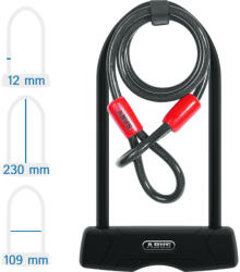 ABUS Granit 460/150HB230 + USH460 kerékpár U lakat hurokkábellel (10011253-01, 10025719-01)