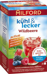 Milford kühl & lecker active erdei gyümölcs ízű hidegen készíthető gyümölcstea 20db 50 g - babamamakozpont
