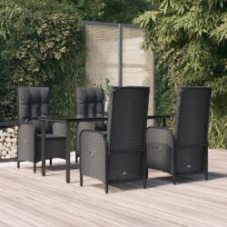 vidaXL Set mobilier de grădină cu perne, 5 piese, negru, poliratan (3185191)