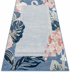 My carpet company kft Szőnyeg BOTANIC 65240 Flamingó, levelek lapos szőtt - sötétkék 157x220 cm (D1019)