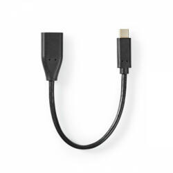 Nedis USB-C Adapter | USB 3.2 Gen 1 | USB-C Dugasz | USB-A Aljzat | 5 Gbps | OTG | 0.20 m | Kerek | Nikkelezett | PVC | Fekete | Papírfüles (CCGT61710BK02)