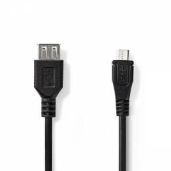 Nedis USB Mikro-B Adapter | USB 2.0 | USB Micro-B Dugasz | USB-A Aljzat | 480 Mbps | 0.20 m | Kerek | Nikkelezett | PVC | Fekete | Műanyag Zacskó (CCGP60570BK02)
