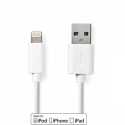 Nedis Lightning Kábel | USB 2.0 | Apple Lightning, 8 Pólusú | USB-A Dugasz | 480 Mbps | Nikkelezett | 1.00 m | Kerek | PVC | Fehér | Papírfüles (CCGT39300WT10)
