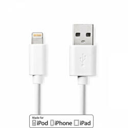 Nedis Lightning Kábel | USB 2.0 | Apple Lightning, 8 Pólusú | USB-A Dugasz | 480 Mbps | Nikkelezett | 1.00 m | Kerek | PVC | Fehér | Boríték (CCGP39300WT10)