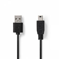 Nedis USB kábel | USB 2.0 | USB-A Dugasz | USB Mini-B 5 Érintkezős Dugasz | 480 Mbps | Nikkelezett | 1.00 m | Kerek | PVC | Fekete | Papírfüles (CCGT60300BK10)