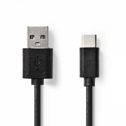 Nedis USB kábel | USB 2.0 | USB-A Dugasz | USB-C Dugasz | 480 Mbps | Nikkelezett | 1.00 m | Kerek | PVC | Fekete | Papírfüles (CCGT60600BK10)
