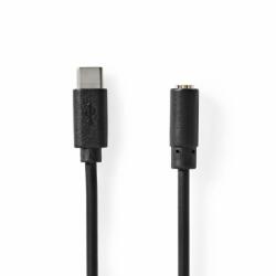 Nedis USB-C Adapter | USB 2.0 | USB-C Dugasz | 3.5 mm Aljzat | 1.00 m | Kerek | Nikkelezett | PVC | Fekete | Doboz (CCGB65960BK10)