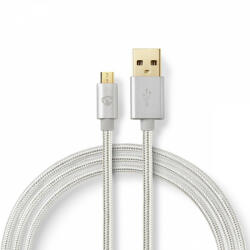 Nedis USB kábel | USB 2.0 | USB-A Dugasz | USB Micro-B Dugasz | 480 Mbps | Aranyozott | 2.00 m | Kerek | Márkás / Nejlon Tok | Aluminium | Ablakos Fedő Doboz (CCTB60500AL20)