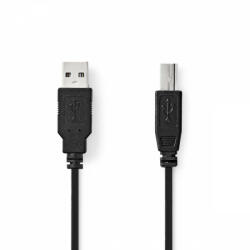 Nedis USB kábel | USB 2.0 | USB-A Dugasz | USB-B Dugasz | 480 Mbps | Nikkelezett | 2.00 m | Kerek | PVC | Fekete | Boríték (CCGP60100BK20)