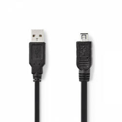 Nedis USB kábel | USB 2.0 | USB-A Dugasz | Mini 4-Pin Dugasz | 480 Mbps | Nikkelezett | 2.00 m | Kerek | PVC | Fekete | Műanyag Zacskó (CCGP60200BK20)