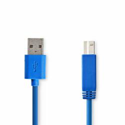 Nedis USB kábel | USB 3.2 Gen 1 | USB-A Dugasz | USB-B Dugasz | 5 Gbps | Nikkelezett | 3.00 m | Kerek | PVC | Kék | Műanyag Zacskó (CCGP61100BU30)