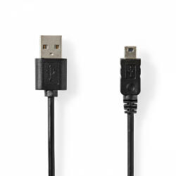 Nedis USB kábel | USB 2.0 | USB-A Dugasz | USB Mini-B 5 Érintkezős Dugasz | 480 Mbps | Nikkelezett | 3.00 m | Kerek | PVC | Fekete | Papírfüles (CCGT60300BK30)