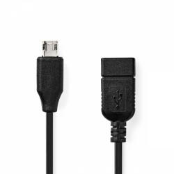 Nedis USB Mikro-B Adapter | USB 2.0 | USB Micro-B Dugasz | USB-A Aljzat | 480 Mbps | 0.20 m | Lapos | Nikkelezett | PVC | Fekete | Műanyag Zacskó (CCGP60515BK02)