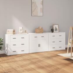 vidaXL Servante, 3 piese, alb, lemn prelucrat (3185423) Comoda