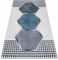 My carpet company kft ANDRE 1863 mosható szőnyeg gyémánt, geometriai csúszásgátló - fehér / fekete 160x220 cm (I069)
