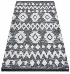 My carpet company kft Fonott Sizal EKO szőnyeg boho MOROC Etno Cikcakk 22319 rojt - két szintű gyapjú szürke / krém, újrahasznosított szőnyeg 155x220 cm (D619)