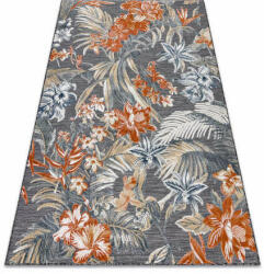 My carpet company kft Szőnyeg BOTANIC 65262 Virágok, lapos szőtt - fekete 137x190 cm (D1013)