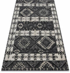 My carpet company kft Modern szőnyeg MUNDO E0651 etnikai szabadtéri bézs / fekete 160x220 cm (BA187)