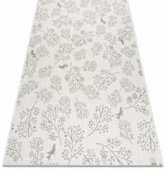 My carpet company kft Fonott sizal flat szőnyeg 48774/367 Levelek Madarak krém szürke 160x230 cm (B753)